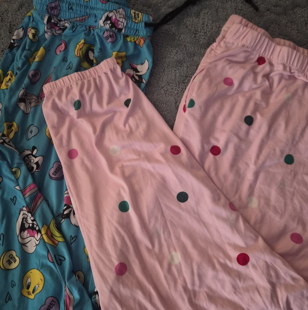 Girls' Pink Polka Dot Cotton Pajama Pants